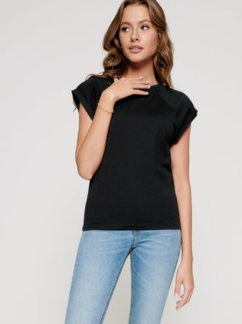 Бавовняна футболка з манжетами Conte Elegant LD 1109, black, XL, 48/170, Черный