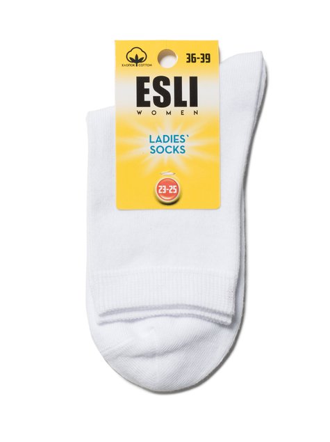 Шкарпетки жіночі бавовняні ESLI, Білий, 36-39, 36, Белый
