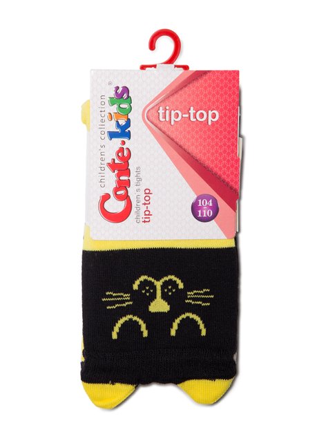 Колготки детские Conte Kids TIP-TOP (мордашки), Черный-Желтый, 104-110, 104см, Комбинированный
