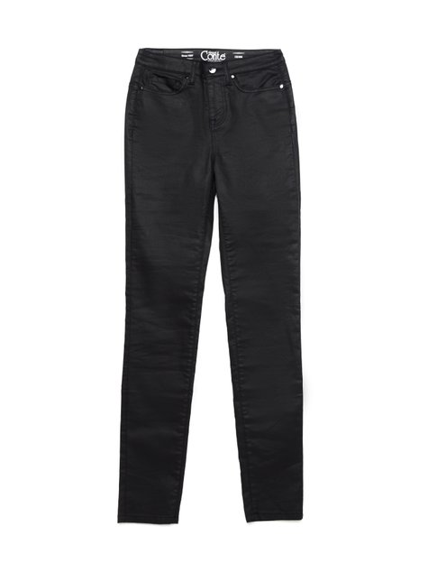 Моделюючі джинси з високою посадкою і напиленням "під шкіру" Conte Elegant CON-172B, deep black, L, 46/164, Черный