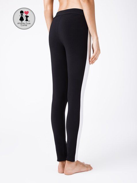 Моделюючі легінси з високою посадкою і лампасами Conte Elegant URBAN CHIC, nero-silver, XS, 40/170, Комбинированный