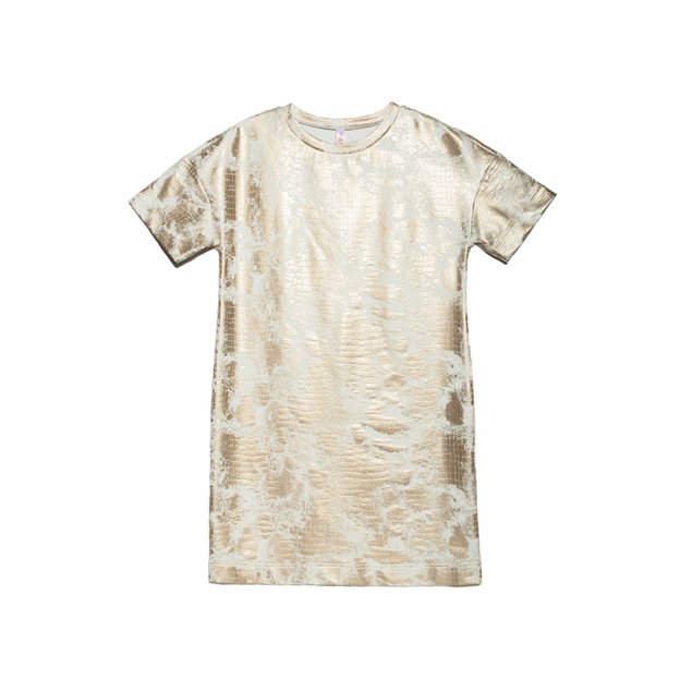 Платье А-силуэта с металлическим принтом Conte Elegant LPL 901, off-white gold, XS, 40/170, Комбинированный