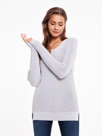 Экстрамягкий удлиненный пуловер с объемной вязкой и мерцающим блеском Conte Elegant LDK040, мультиколор, XS, 40/170, Комбинированный