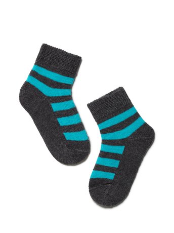Шкарпетки дитячі Conte Kids SOF-TIKI (махрові), Темно-Серый-бирюза, 8, 14, Комбинированный