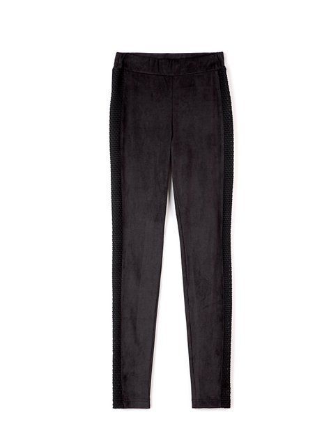 Ультрамодные леггинсы из искусственной замши c лампасами Conte Elegant VELVET CHIC, Nero, XS, 40/164, Черный