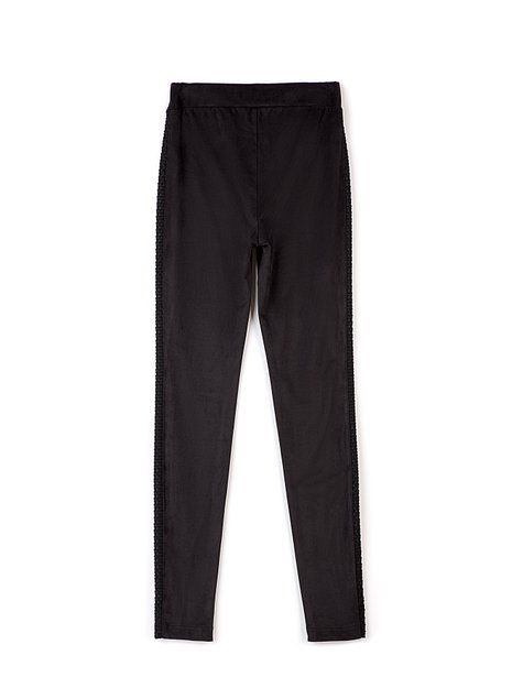 Ультрамодные леггинсы из искусственной замши c лампасами Conte Elegant VELVET CHIC, Nero, XS, 40/164, Черный