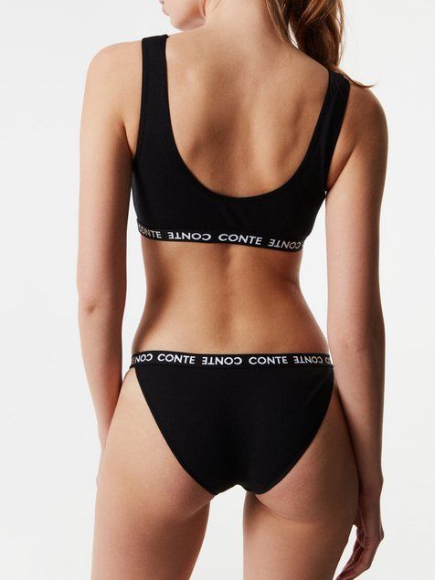 Бюст'є з бавовни в рубчик Conte Elegant ACTIVE BASE LBE 1257, black, XS, 40, Черный