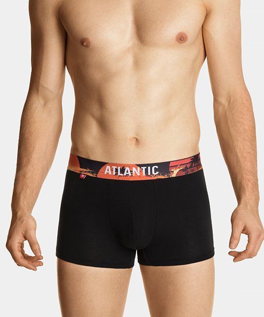 Трусы мужские шорты Atlantic 3MH-164 хлопок. Набор из 3 шт., Чорний/Графітовий/Чорний, XL, 50, Чорний