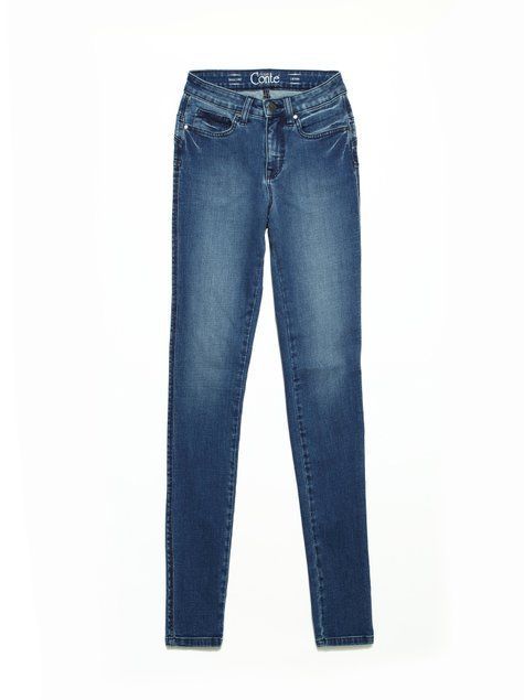Моделирующие eco-friendly джинсы skinny "push-up" с высокой посадкой Conte Elegant CON-144, dusty blue, XS, 40/164, Серо-голубой