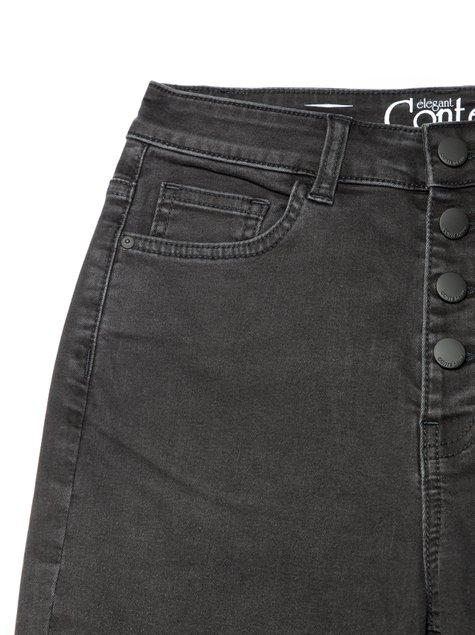 Моделюючі джинси skinny з високою посадкою Conte Elegant CON-286, washed black, L, 46/164, Черный