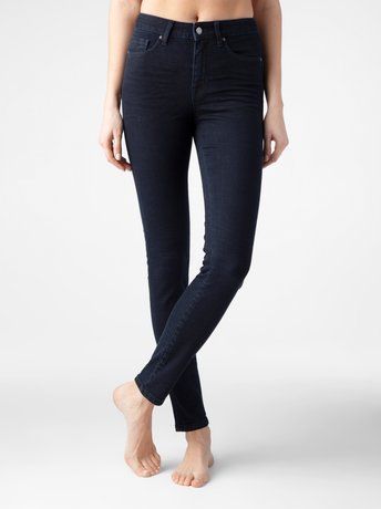 Моделирующие джинсы skinny с высокой посадкой Conte Elegant CON-270, dark indigo, XS, 40/164, Темно-фиолетовый