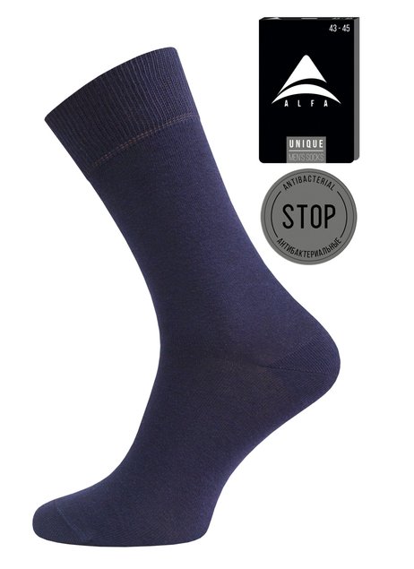 Шкарпетки чоловічі "ALFA" 2061 UNIQUE (антибактеріальні), Темно-синій, 40-42, 40, Темно-синий
