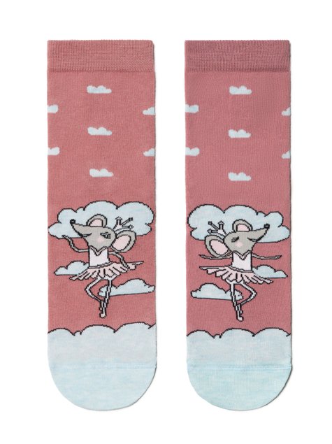 Шкарпетки жіночі бавовняні Conte Elegant HAPPY, Пепельно-Розовый, 36-39, 36, Комбинированный