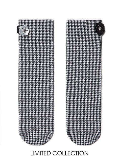 Носки с рисунком «гусиная лапка» и декоративными цветами Conte Elegant FANTASY, grey, 36-39, 36, Серый
