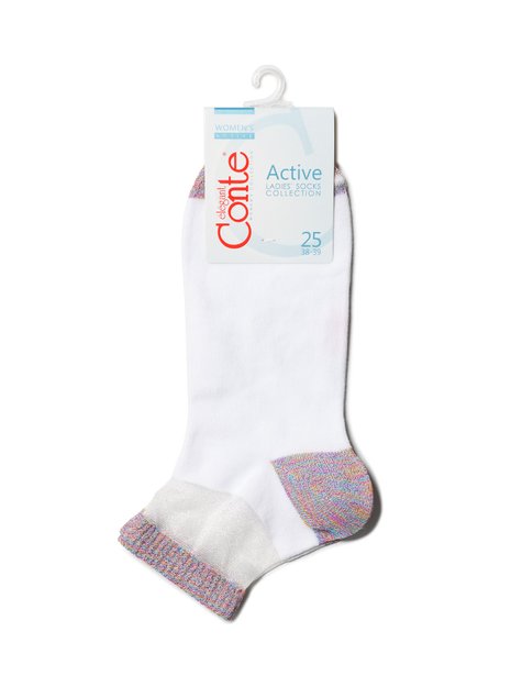 Шкарпетки жіночі Conte Elegant ACTIVE (короткі з люрексом), Білий, 38-39, 38, Белый