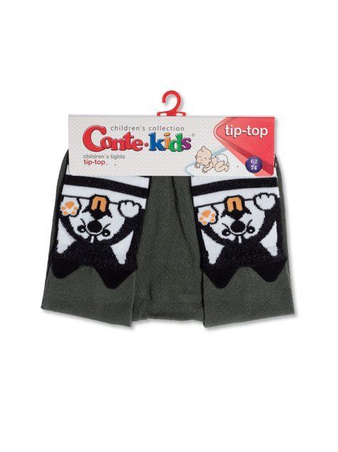 Колготки детские Conte Kids TIP-TOP (мордашки), Хаки, 128-134, 128см, Хаки
