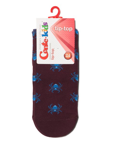 Шкарпетки дитячі Conte Kids TIP-TOP (бавовняні, з малюнками), бордо, 24, 36, Бордовый