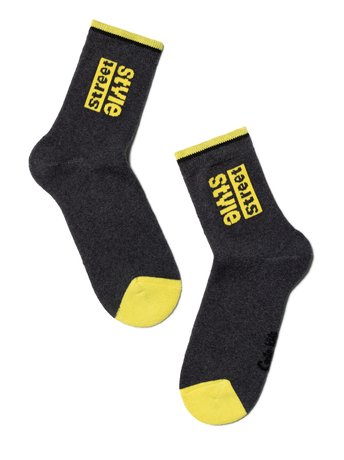 Шкарпетки дитячі Conte Kids SOF-TIKI (махрові), Темно-серый-Желтый, 20, 30, Комбинированный