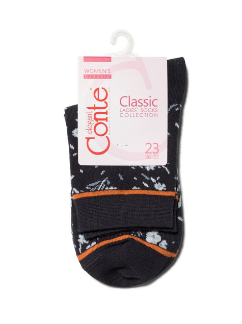 Шкарпетки жіночі бавовняні Conte Elegant CLASSIC, Grafit, 38-39, 38, Графитовый