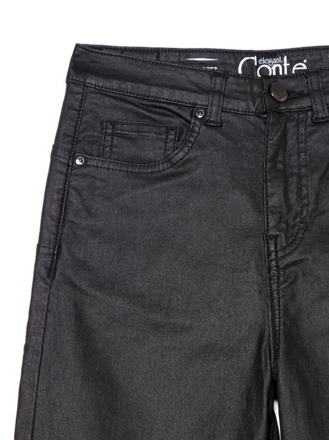 Моделюючі джинси skinny з середньою посадкою з покриттям "під шкіру" Conte Elegant CON-220, black, XS, 40/164, Черный
