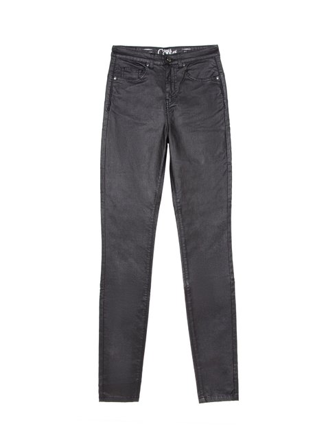 Моделирующие джинсы skinny со средней посадкой с покрытием "под кожу" Conte Elegant CON-220, black, XS, 40/164, Черный
