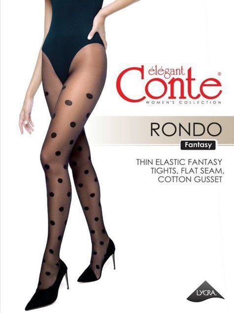 Колготки в крупный горох Conte Elegant RONDO, Grafit, 5, 5, Графитовый