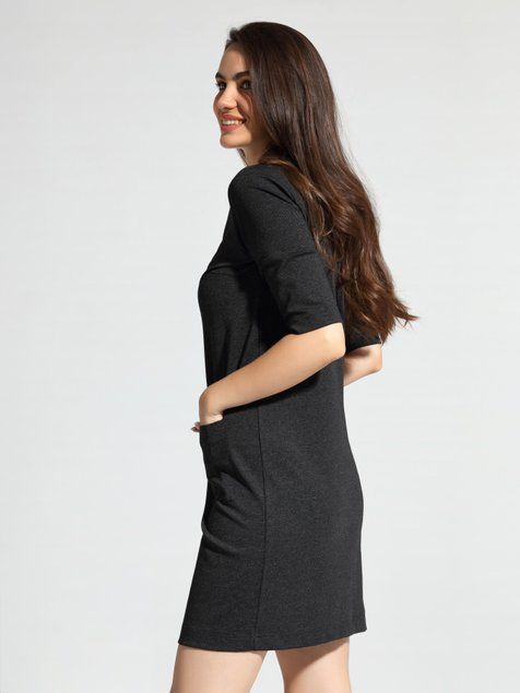 Сукня з металевою блискавкою і коміром Conte Elegant LPL 1056, black melange, XS, 40/164, Черный