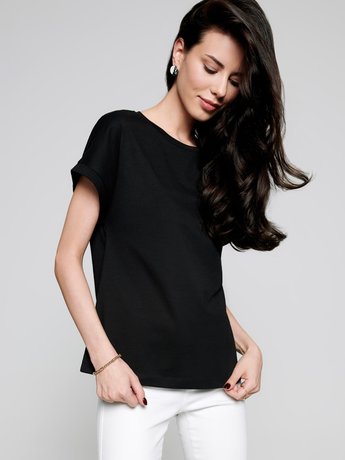 Бавовняна футболка з манжетами Conte Elegant LD 1118, black, XL, 48/170, Черный
