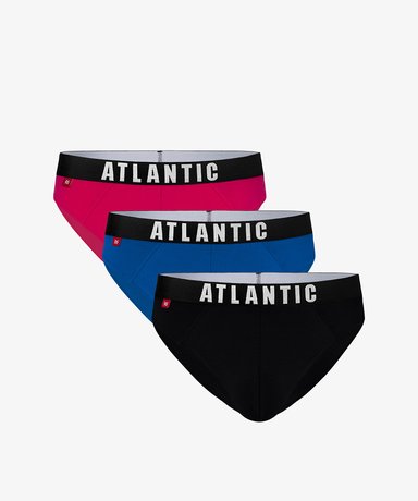 Трусы мужские спорт Atlantic 3MP-094 хлопок. Набор из 3 шт., Рожевий/Бірюзовий/Темно-синій, L, 48, Комбинированный