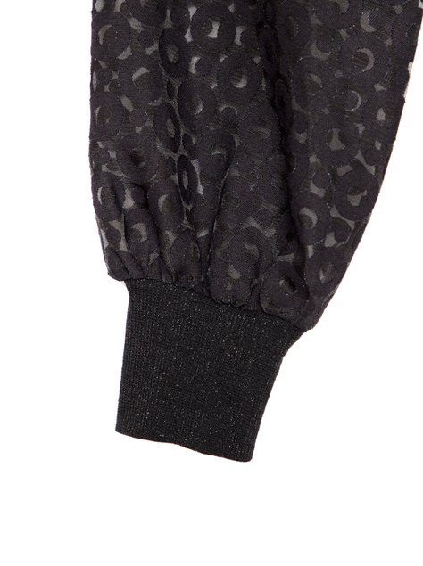 Блузка в рубчик с пышными рукавами из ткани Девора Conte Elegant LBL 1160, black-silver, XS, 40/170, Комбинированный