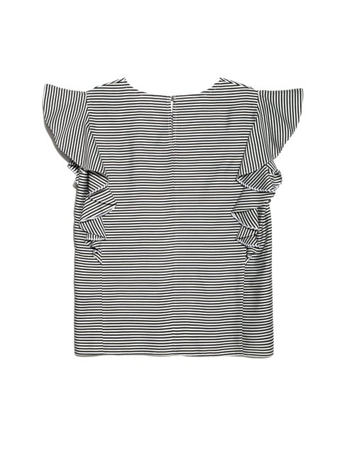 Ультрамодная шелковистая блузка с воланами Conte Elegant LBL 909, black-white, XS, 40/170, Черно-белый