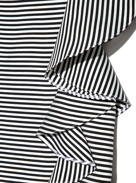 Ультрамодная шелковистая блузка с воланами Conte Elegant LBL 909, black-white, XS, 40/170, Черно-белый