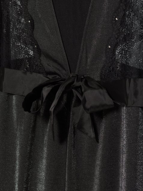 Халат с кружевом и кристаллами Swarovski® Conte Elegant LHW 1086, royal black, XL, 48/170, Черный