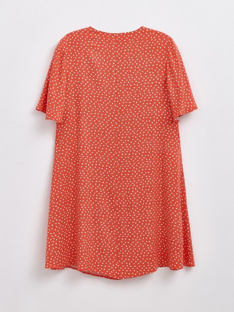 Платье в горошек из премиальной вискозы Conte Elegant LPL 1197, coral-white, XS, 40/170, Комбинированный