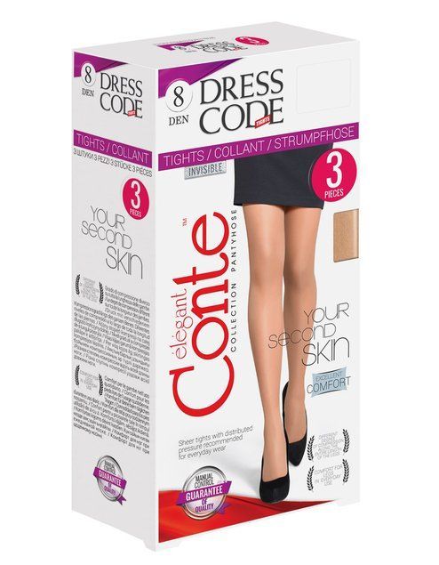 Колготки з ефектом "дотик шовку" Conte Elegant DRESS CODE 8 Lycra&reg; (3 шт), Bronz, 4, 4, Бронзовый