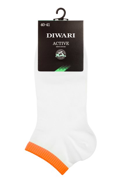 Носки мужские DiWaRi ACTIVE (короткие), белый-оранжевый, 40-41, 40, Комбинированный