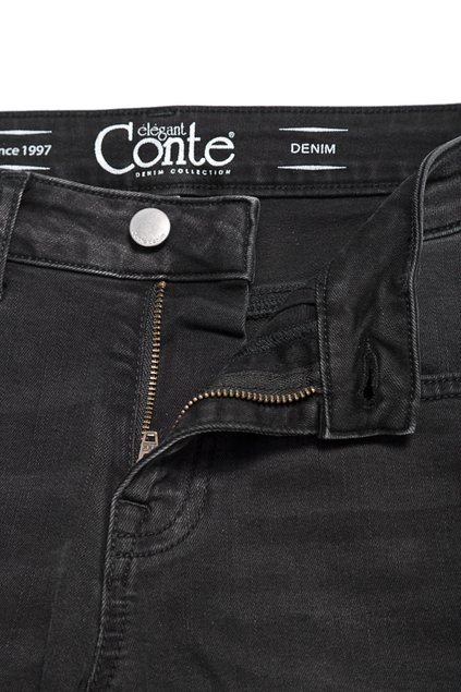 Моделирующие джинсы из премиального денима с вышивкой Conte Elegant CON-100, Черный, L, 46/164, Черный
