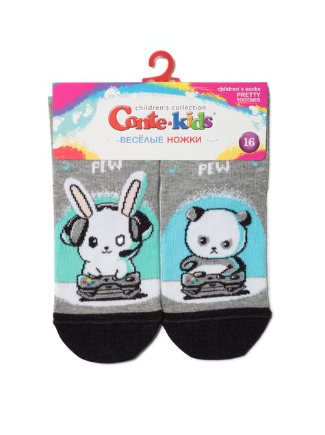 Шкарпетки дитячі Conte Kids Веселі ніжки, серый, 16, 24, Сірий