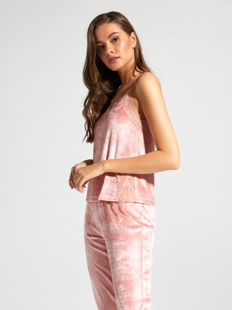Велюрові штани для будинку Conte Elegant VELVET LOUNGEWEAR LHW 1010, desert flower, L, 46/170, Светло-розовый