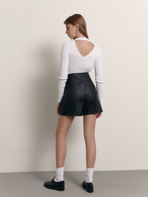 Шорты &laquo;под кожу&raquo; А-силуэта Conte Elegant LS 1423, black, L, 46/170, Черный