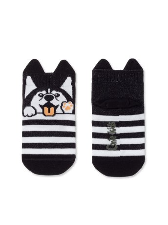 Шкарпетки дитячі Conte Kids TIP-TOP (мордочки), Черный-Белый, 12, 18, Черно-белый