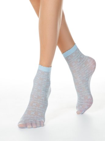 Тонкі жіночі шкарпетки Conte Elegant FANTASY (з ажурним малюнком), light blue, 36-39, 36, Светло-голубой