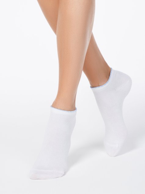 Шкарпетки жіночі Conte Elegant ACTIVE (короткі, з пікоті), Белый-Голубой, 36-37, 36, Комбинированный