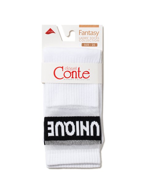 Подовжені шкарпетки з смужками з прозорої сітки Conte Elegant FANTASY, Білий, 36-39, 36, Белый