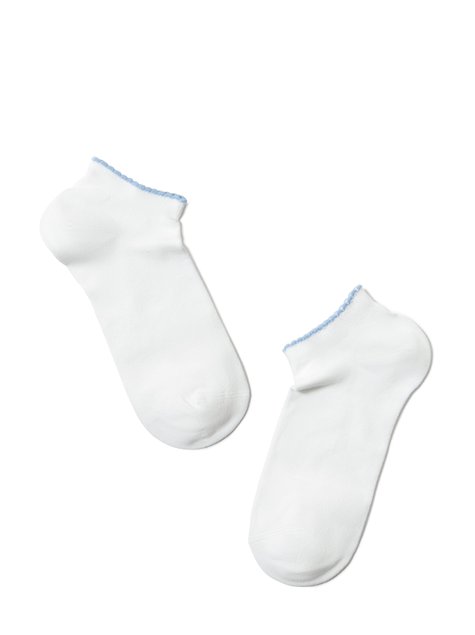 Носки женские Conte Elegant ACTIVE (короткие, с пикотом), Белый-Голубой, 36-37, 36, Комбинированный