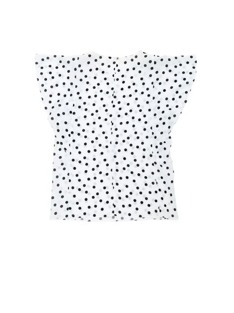 Блузка в горошок з повітряними воланами з віскози преміальної якості Conte Elegant LBL 1092, white-black, XL, 48/170, Черно-белый