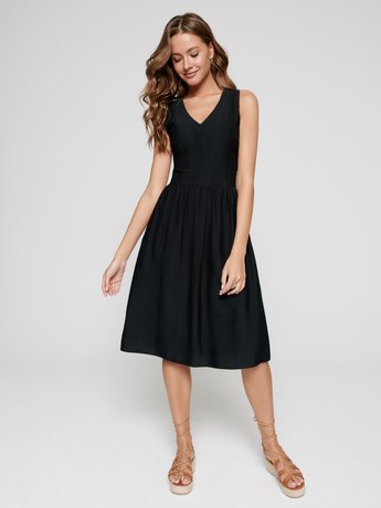 Сукня А-силуету без рукавів з віскози преміальної якості Conte Elegant LPL 1140, black, XL, 48/170, Черный