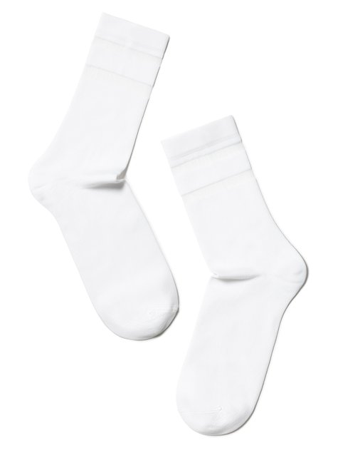 Носки с полосками из прозрачной сетки Conte Elegant FANTASY, Bianco, 36-39, 36, Белоснежный