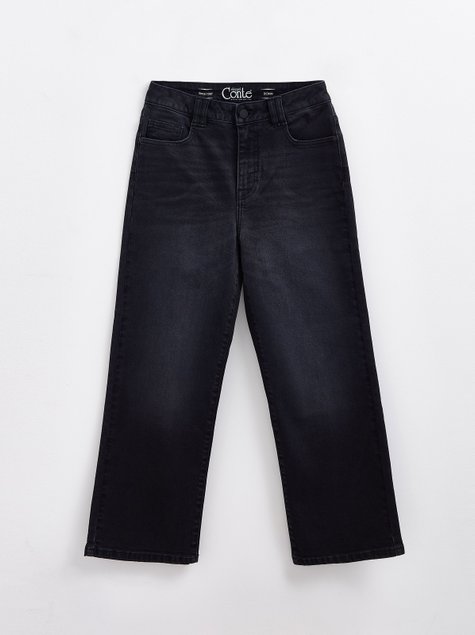 Широкие джинсы wide leg с высокой посадкой Conte Elegant CON-367, washed black, L, 46/164, Черный