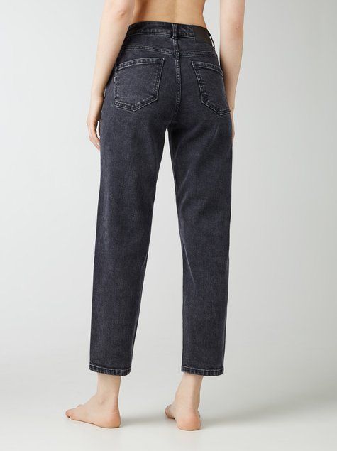 Джинси Mom Fit з високою посадкою та кокеткою Conte Elegant CON-381, washed grey, XL, 48/164, Светло-серый